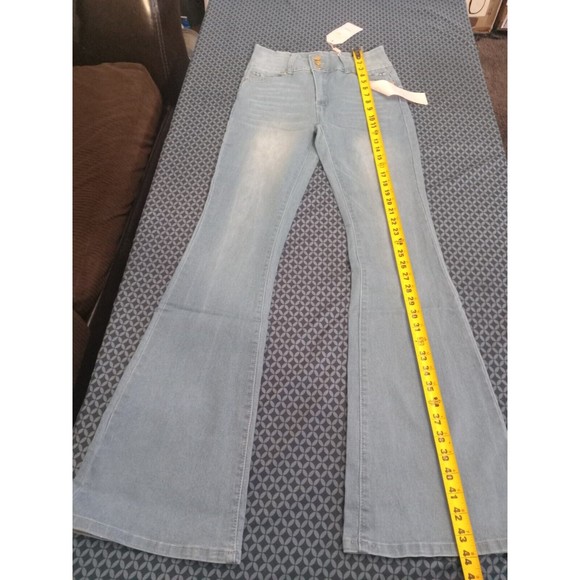 WAIST 29 IN SIZE 9 CTP FLARED JEANS STRETCH DENIM LIGHT BLUE, PUSH UP - Picture 9 of 11
